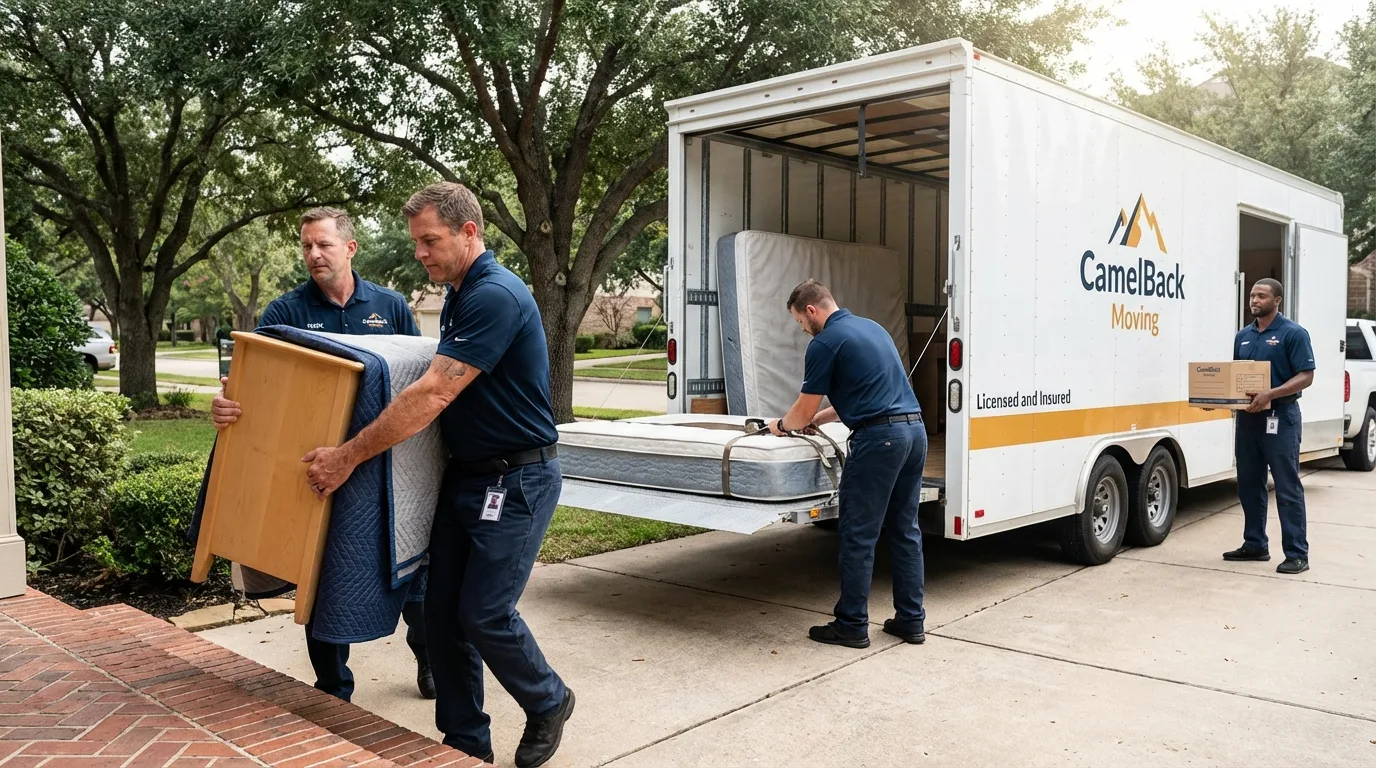 Crew loading residential truck for cross-state move from Tuscaloosa, AL