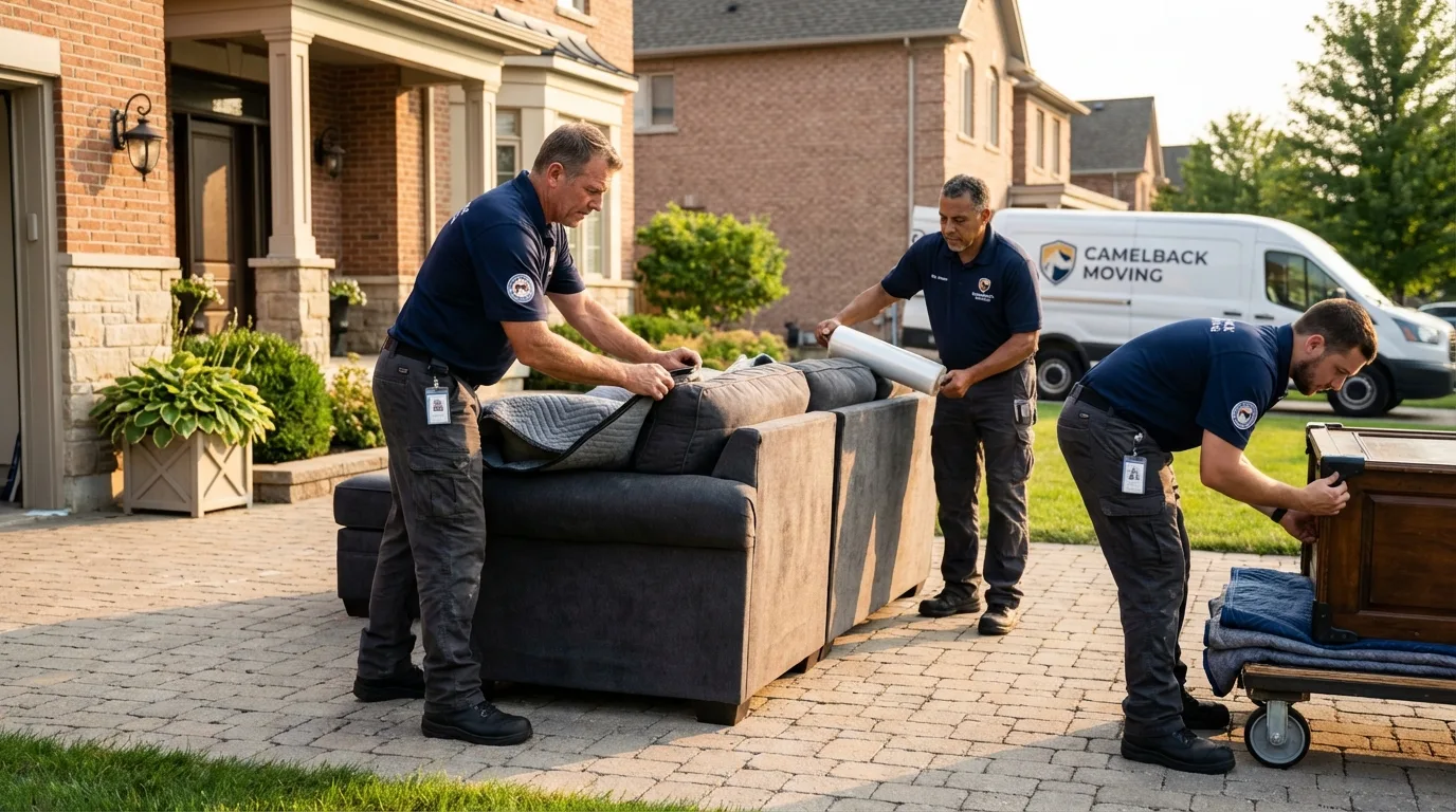 Large estate moving crew wrapping furniture in Tuscaloosa, AL