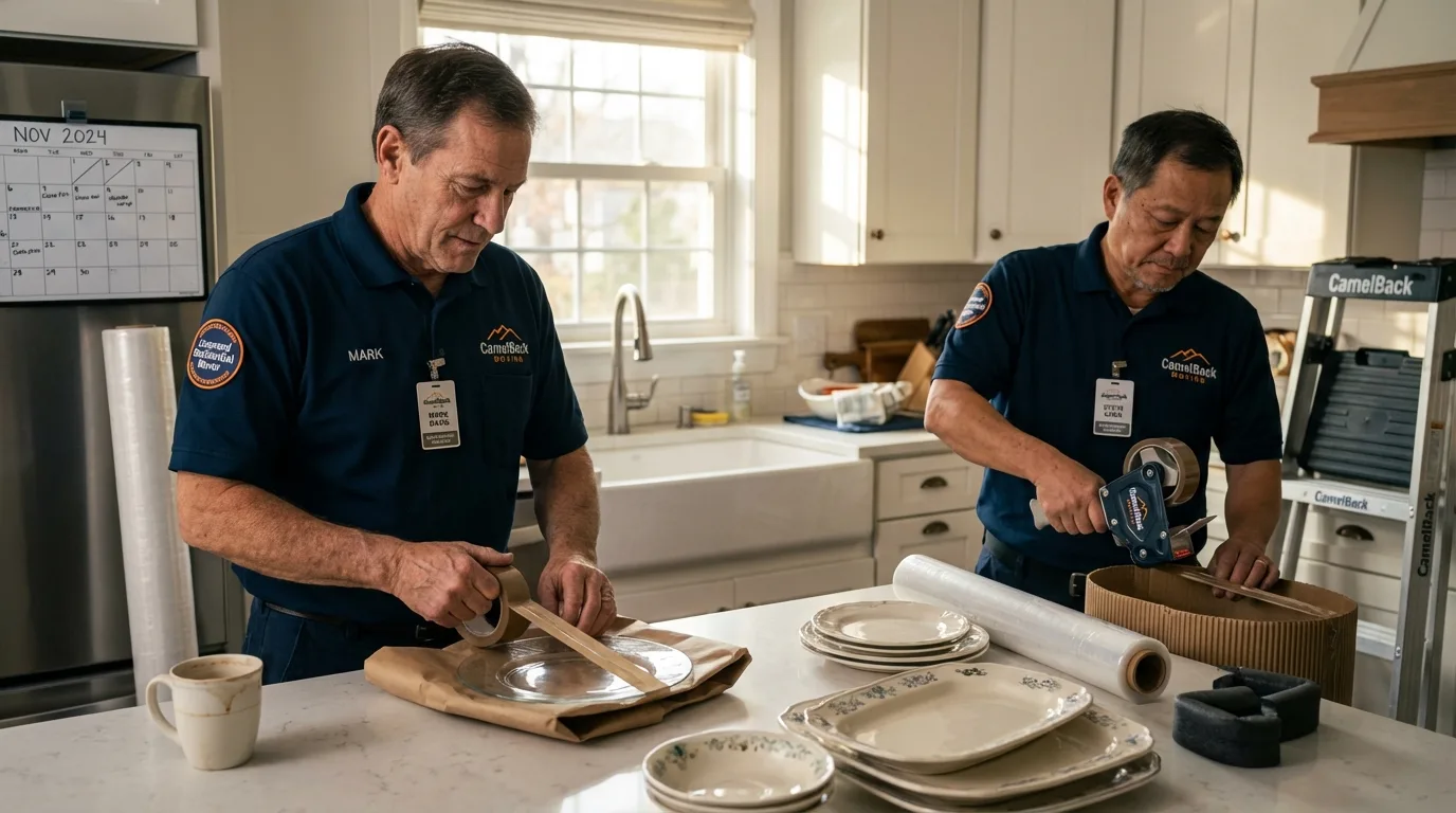 Professional crew packing kitchen dishware in Tuscaloosa, AL