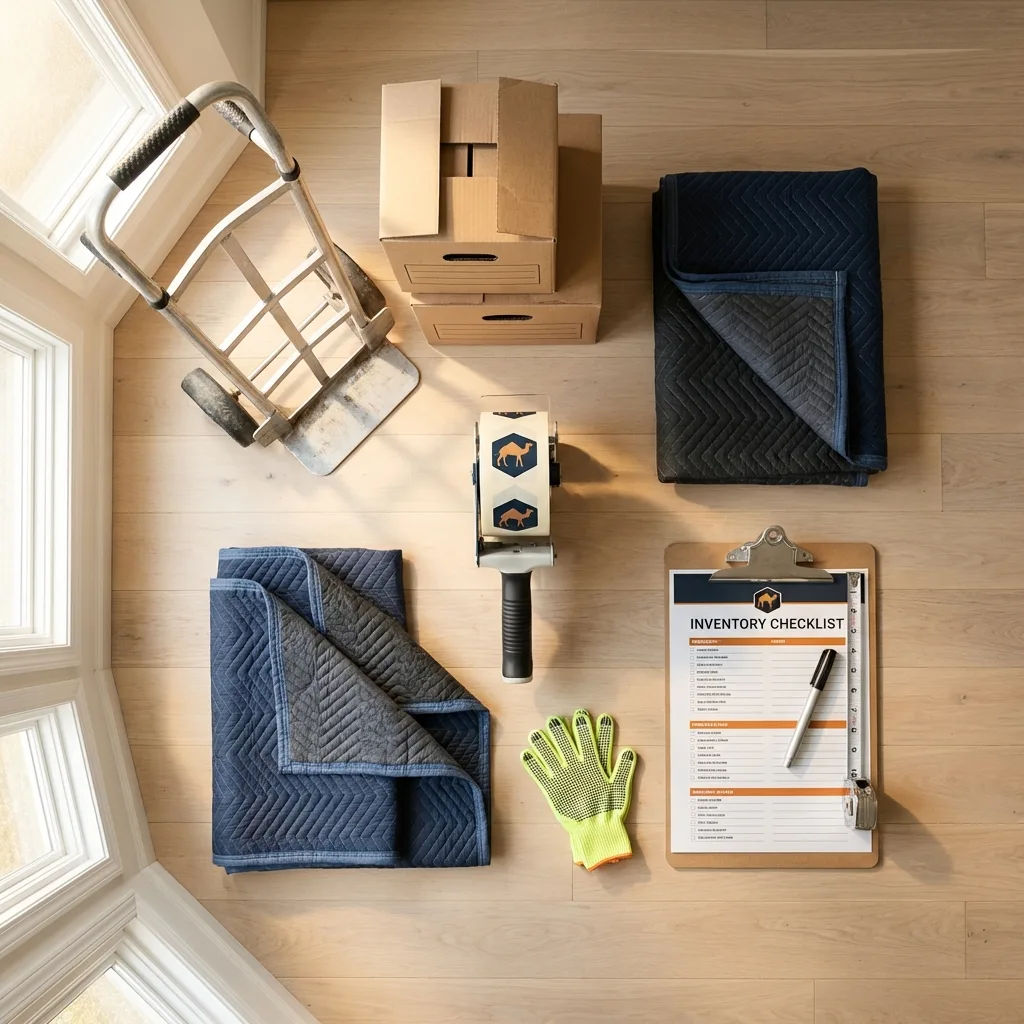 Professional moving supplies and packing materials layout for Tuscaloosa residential relocations
